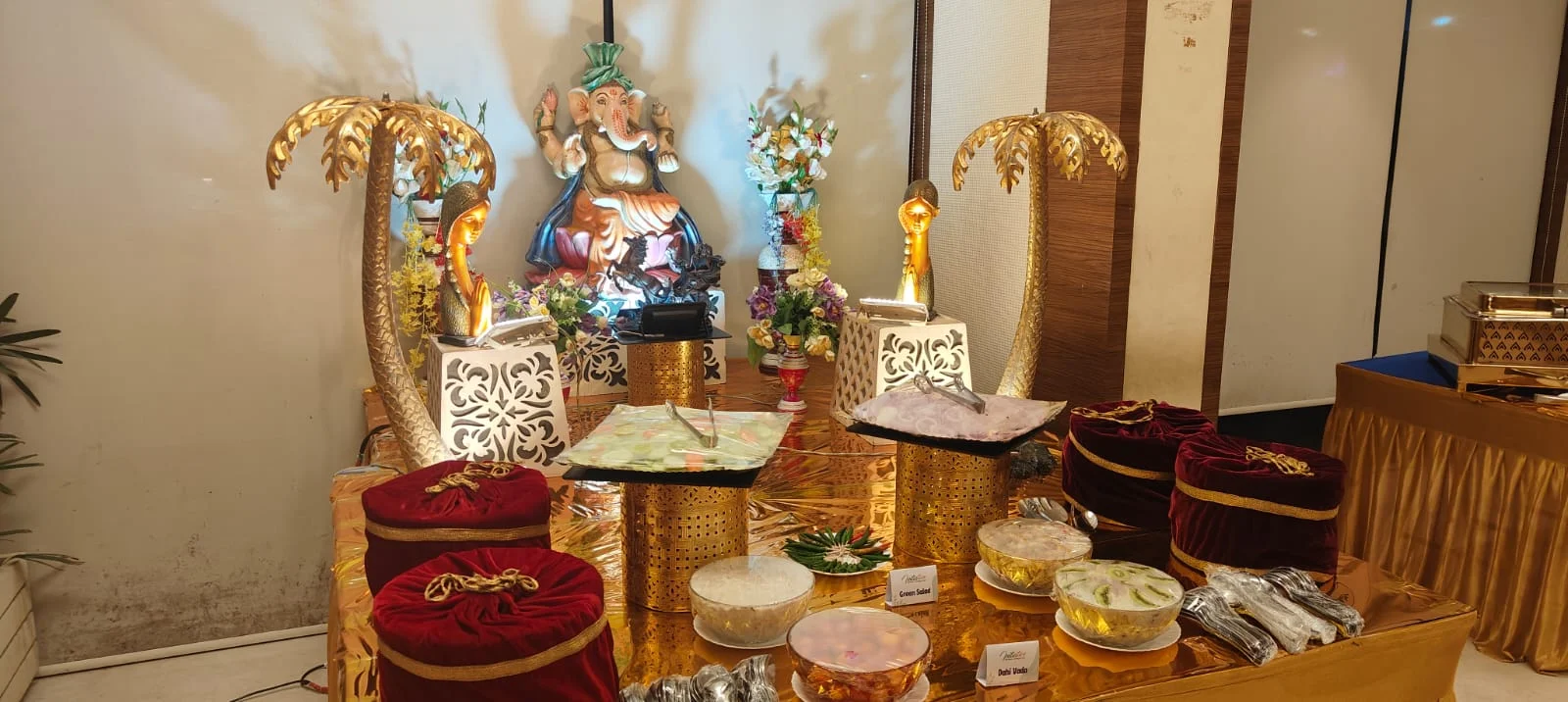 Traditional ceremony setup with decorative items