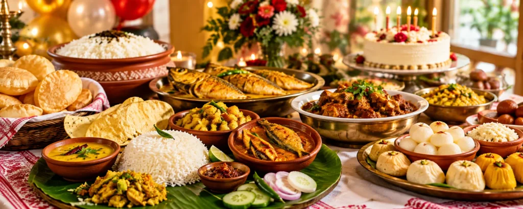 Bengali food catering spread for birthday and anniversary celebrations.